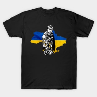 Glory to Ukraine. Peace for Ukraine - Ukrainian soldier hero. T-Shirt